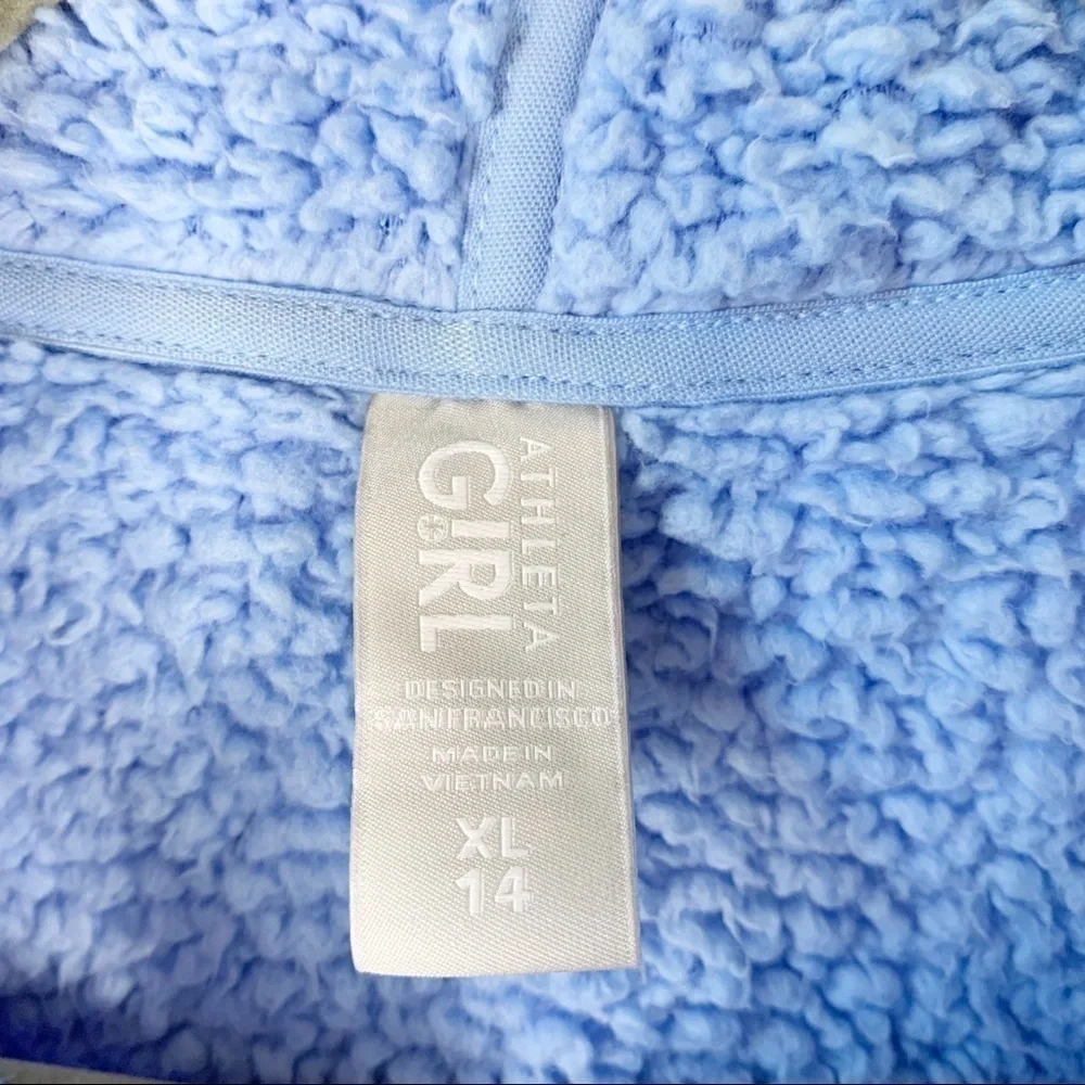 Athleta Girl XL So Snug Sherpa Hoodie Sweatshirt Blue Cozycore